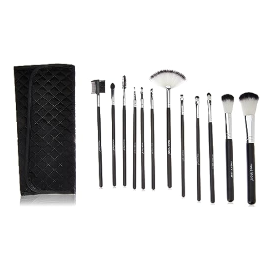 Kit de Pincel Macrilan com 12 Pinceis para Maquiagem